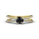 1 - Flavia Classic Round Center Black Diamond Accented with White Diamond Criss Cross Engagement Ring 