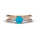 1 - Flavia Classic Round Turquoise and Diamond Criss Cross Engagement Ring 