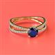 2 - Flavia Classic Round Blue Sapphire and Diamond Criss Cross Engagement Ring 