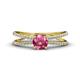 1 - Flavia Classic Round Pink Tourmaline and Diamond Criss Cross Engagement Ring 