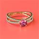 2 - Flavia Classic Round Pink Tourmaline and Diamond Criss Cross Engagement Ring 