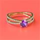 2 - Flavia Classic Round Amethyst and Diamond Criss Cross Engagement Ring 