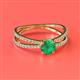 2 - Flavia Classic Round Emerald and Diamond Criss Cross Engagement Ring 