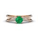1 - Flavia Classic Round Emerald and Diamond Criss Cross Engagement Ring 
