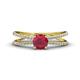 1 - Flavia Classic Round Ruby and Diamond Criss Cross Engagement Ring 