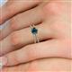 5 - Flavia Classic Round Center Blue Diamond Accented with White Diamond Criss Cross Engagement Ring 