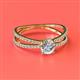 2 - Flavia Classic Round Lab Grown Diamond and Diamond Criss Cross Engagement Ring 