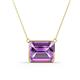 1 - Olivia 12x10 mm Emerald Cut Amethyst East West Solitaire Pendant Necklace 