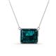1 - Olivia 12x10 mm Emerald Cut London Blue Topaz East West Solitaire Pendant Necklace 
