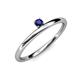 3 - Celeste Bold 3.00 mm Round Blue Sapphire Solitaire Asymmetrical Stackable Ring 