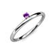 3 - Celeste Bold 3.00 mm Round Amethyst Solitaire Asymmetrical Stackable Ring 