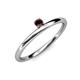 3 - Celeste Bold 3.00 mm Round Red Garnet Solitaire Asymmetrical Stackable Ring 