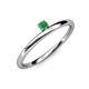 3 - Celeste Bold 3.00 mm Round Emerald Solitaire Asymmetrical Stackable Ring 