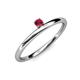 3 - Celeste Bold 3.00 mm Round Ruby Solitaire Asymmetrical Stackable Ring 