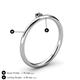 4 - Celeste Bold 3.00 mm Round Black Diamond Solitaire Asymmetrical Stackable Ring 
