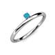 3 - Celeste Bold 3.00 mm Round Turquoise Solitaire Asymmetrical Stackable Ring 