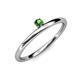 3 - Celeste Bold 3.00 mm Round Green Garnet Solitaire Asymmetrical Stackable Ring 