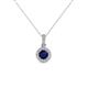 1 - Azaria Blue Sapphire and Diamond Halo Pendant 