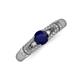 3 - Shirlyn Classic Round Blue Sapphire with Round and Baguette Diamond Engagement Ring 