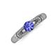 3 - Shirlyn Classic Round Tanzanite with Round and Baguette Diamond Engagement Ring 