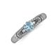 3 - Shirlyn Classic Round Aquamarine with Round and Baguette Diamond Engagement Ring 