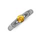 3 - Shirlyn Classic Round Citrine with Round and Baguette Diamond Engagement Ring 