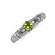 3 - Shirlyn Classic Round Peridot with Round and Baguette Diamond Engagement Ring 