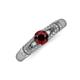 3 - Shirlyn Classic Round Red Garnet with Round and Baguette Diamond Engagement Ring 