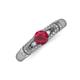 3 - Shirlyn Classic Round Ruby with Round and Baguette Diamond Engagement Ring 
