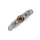 3 - Shirlyn Classic Round Smoky Quartz with Round and Baguette Diamond Engagement Ring 