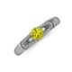 3 - Shirlyn Classic Round Yellow Diamond and Baguette White Diamond Engagement Ring 