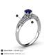 4 - Shirlyn Classic Round Blue Sapphire with Round and Baguette Diamond Engagement Ring 