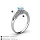 4 - Shirlyn Classic Round Aquamarine with Round and Baguette Diamond Engagement Ring 