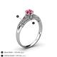 4 - Shirlyn Classic Round Pink Tourmaline with Round and Baguette Diamond Engagement Ring 