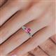 5 - Shirlyn Classic Round Pink Tourmaline with Round and Baguette Diamond Engagement Ring 