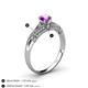 4 - Shirlyn Classic Round Amethyst with Round and Baguette Diamond Engagement Ring 