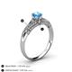 4 - Shirlyn Classic Round Blue Topaz with Round and Baguette Diamond Engagement Ring 