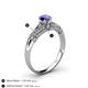 4 - Shirlyn Classic Round Iolite with Round and Baguette Diamond Engagement Ring 