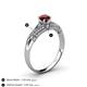 4 - Shirlyn Classic Round Red Garnet with Round and Baguette Diamond Engagement Ring 