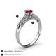 4 - Shirlyn Classic Round Rhodolite Garnet with Round and Baguette Diamond Engagement Ring 