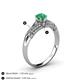 4 - Shirlyn Classic Round Emerald with Round and Baguette Diamond Engagement Ring 
