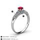 4 - Shirlyn Classic Round Ruby with Round and Baguette Diamond Engagement Ring 
