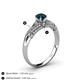 4 - Shirlyn Classic Round London Blue Topaz with Round and Baguette Diamond Engagement Ring 