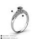 4 - Shirlyn Classic Round Black Diamond and Baguette White Diamond Engagement Ring 