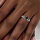 6 - Shirlyn Classic Round Black Diamond and Baguette White Diamond Engagement Ring 