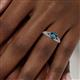 6 - Shirlyn Classic Round Blue Diamond and Baguette White Diamond Engagement Ring 
