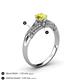 4 - Shirlyn Classic Round Yellow Diamond and Baguette White Diamond Engagement Ring 