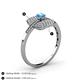 4 - Faye Prima Round Blue Topaz and Diamond Engagement Ring 