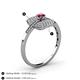 4 - Faye Prima Round Rhodolite Garnet and Diamond Engagement Ring 