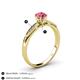 4 - Agnes Classic Round Center Pink Tourmaline Accented with Diamond in Milgrain Engagement Ring 